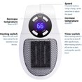 thumbnail image 2 of Chauffage d'Appoint Programmable avec Affichage Led, Prise Murale, Chauffage Électrique avec Thermostat Réglable et Minuterie pour Usage Domestique et Bureau, 350 Watts, Certifié ETL, 2 of 6