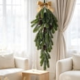 thumbnail image 4 of Kokovifyves 27.5" Upside-Down Rattan Christmas Tree Hanging Ornament, Artificial Wreath with Bow and Hanging Loop for Door Wall Fireplace Holiday Decor, 4 of 6