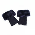 thumbnail image 4 of Sailboat Women Faux Fur Trim Boot Cuff Socks Winter Knitted Furry Top Cover Leg Warmers Dark Blue, 4 of 4