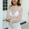 thumbnail image 3 of SHITINN Mesh Long Sleeve Layering Top for Women Neck Floral Embroidery Sheer See Through Tee Shir Women's Short Sleeve Tops Casual Tops for Women Summer Top, 3 of 6