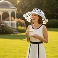 thumbnail image 5 of Vjnyvs Europe Style Sun Hat Women Organza Polka Dots Hat Wide Brim Floral Hat Elegant Spring Cap UV Protection Caps for Travel, 5 of 7