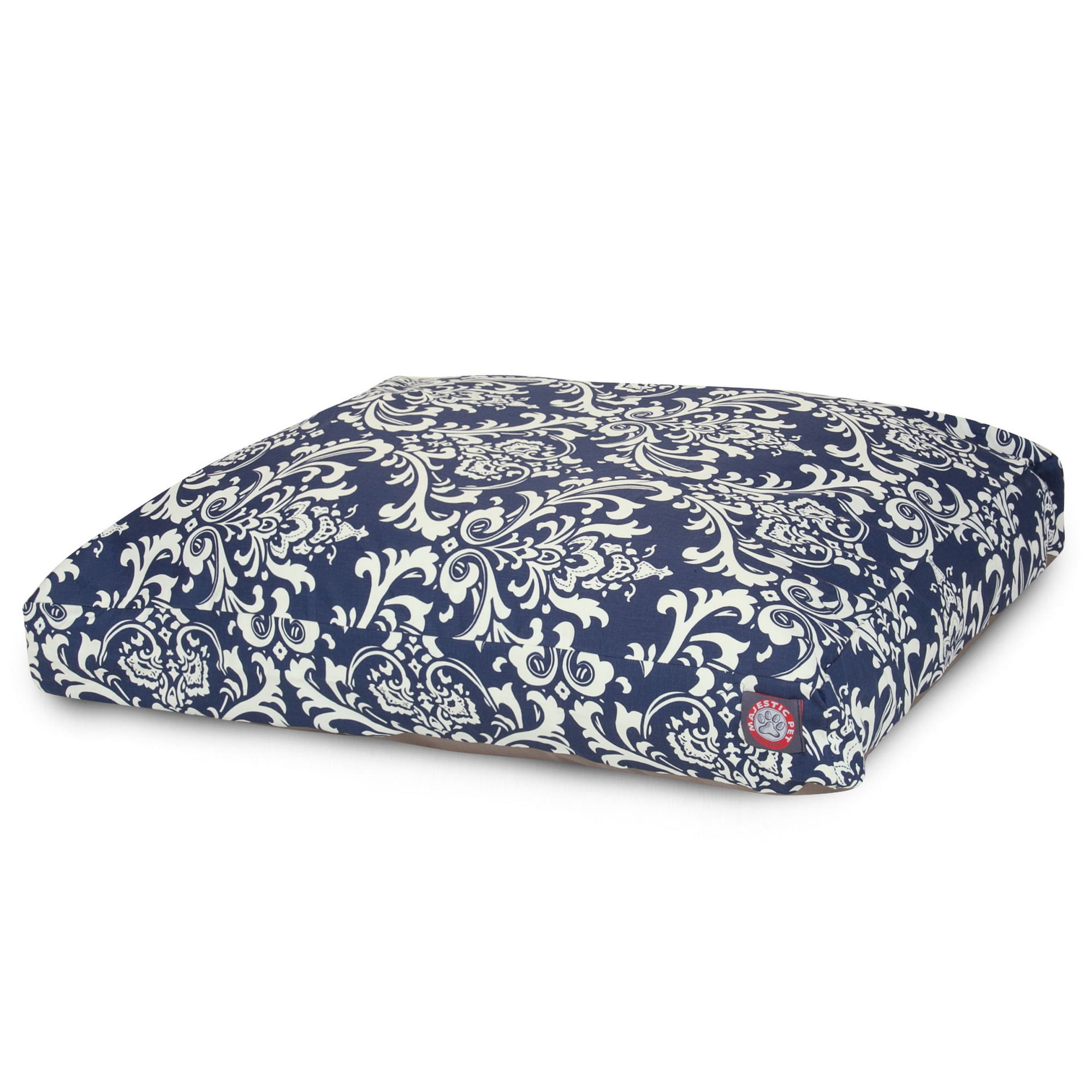 Majestic Pet | French Quarter Shredded Memory Foam Rectangle Pet Bed For Dogs, Removable Cover, Navy Blue, Medium