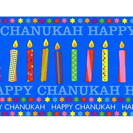 Pack of 1, Chanukah Candles 24" x 833' Full Ream Roll Gift Wrap for Holiday, Party, Kids' Birthday, Wedding & Special Occasion Packaging