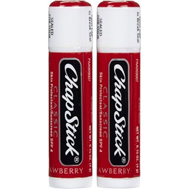 chapstick classic, skin protectant/sunscreen spf 4, .15 oz.,strawberry (value bundle 2 pack