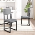 thumbnail image 4 of UHOMEPRO Dining Table Set for 4, Modern Faux Marble Tabletop and 4 Linen Fabric Upholstered Chairs, Modern Kitchen Table and Chairs for Small Spaces, 5 Piece Dining Room Table Set, White+Gray, 4 of 8