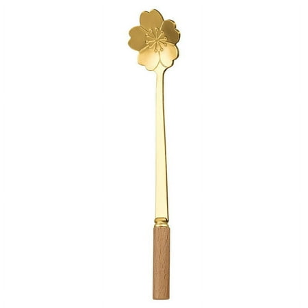 

Gold and Silver Spoon Cherry Blossoms Flower Spoon Sakura Spoon Sugar Spoon for Coffee Stirring Cake Tea spoon Dessert Ice Cream Spoon Stainless Steel Ceramic Handle