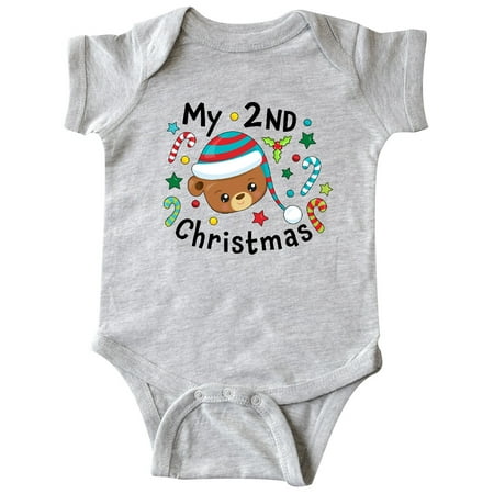 

Inktastic My 2nd Christmas Cute Bear with Candy Canes Gift Baby Boy or Baby Girl Bodysuit