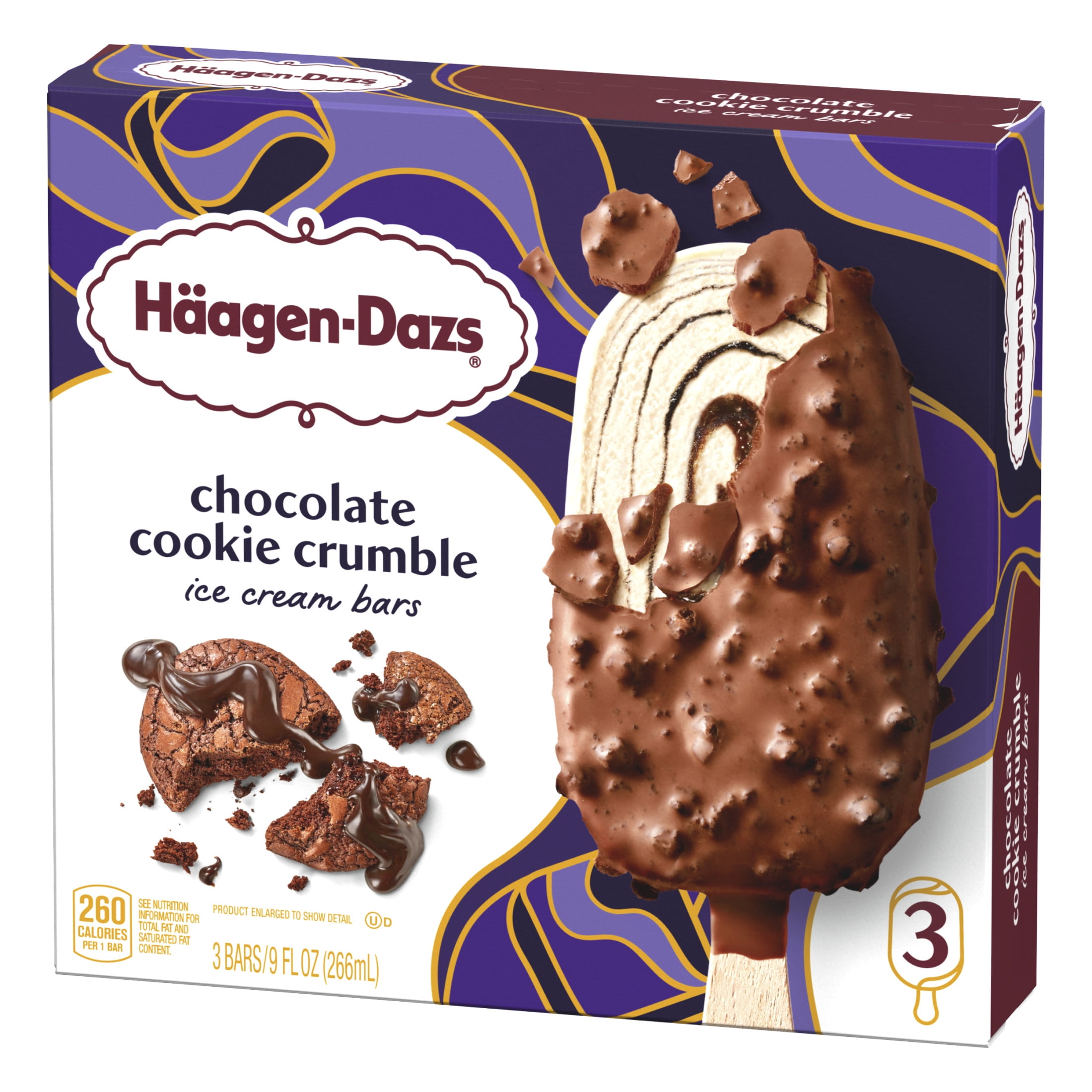 Haagen Dazs Chocolate Cookie Crumble Ice Cream Bars, 3 Count