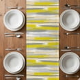 thumbnail image 4 of Table Runner 90 Inches Long for Kitchen Dining, Yellow Gray Stripes Dresser Scarf Farmhouse, Dining Table Decorations for Wedding/Parties, Watercolor Modern Abstract Minimalist 13 x 90 In, 4 of 8
