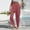 Watermelon Red, variant on Dasayo Slim Straight Pants Women Cotton Linen Beige Elastic Waisted Slacks Slimming Solid Trousers Jeans Women L