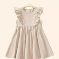 thumbnail image 3 of Little Girl Dresses Flutter Sleeve A-Line Tiered Swing Cotton Khaki Dresses For Girls Toddler Birthday Dress Girls Fancy Dress, 3 of 7
