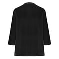 thumbnail image 5 of 2026 Velvet Ribbed Tunic Tops for Women Dressy Casual 3/4 Sleeve Velour Blouses Retro Crewneck Basic Pullover Shirt Black M, 5 of 7