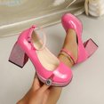 thumbnail image 6 of SACFOF Women’s High Chunky Platform Closed Toe Block Heels Square Toe Ankle Strap Dress Wedding Party Pumps Shoes, 6 of 6