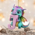 thumbnail image 4 of Honeeladyy Personalized Dinosaur Christmas Ornament 26 Letters Hanging Pendant Ornaments 2024 Plastic Initial Monogram Xmas Tree Decorations with Hanging Rope Unique Customized Fun Gift for Kids (J), 4 of 4