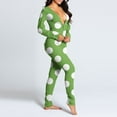 thumbnail image 4 of Women's Sexy Butt Button Back Flap Jumpsuit V Neck Long Sleeve Romper Solid Bodycon Pajamas One Piece, 4 of 6