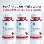 Consult Health VOLUMAGEN Skin Plumping Collagen Gummies with Verisol Bioactive Collagen Peptides, Biotin, Decrease Wrinkles, Increase Skin Elasticity, Natural Berry Flavor,120 Count