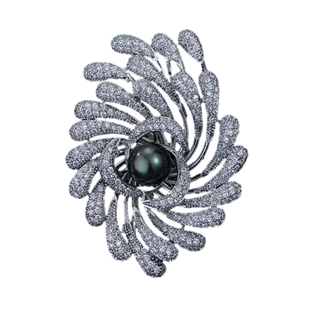 Women Brooch Rhinestones Imitation Pearl Inlay Irregular Design Lapel Pin Non-Slip Buckle Scarf Badge Clothing Bags Accessories