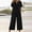 A1_Black, variant on Linen Capri Set Women 2 Piece Outfits V Notch Short Sleeve Button Down Shirts Summer Flowy Crop Wide Leg Cropped Pants Suit Lightweight Gauze Casual Beach Vacation Clothes Outfits Pink Xxl