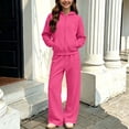 thumbnail image 6 of ITSAME Girls Fleece-Lined Outfit 2-Piece Full Zip Hoodie and Wide Leg Pants Fall Winter Warm Casual Set Size 7, 6 of 9