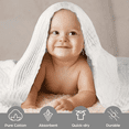 thumbnail image 2 of Baby Muslin Bath Towels, Super Soft  Absorbent 100% Cotton Blanket, Multi-Use Swaddle Receiving Blanket for Newborns, Toddlers, Kids & Adults, Baby Shower Gift, 2 Pack,  41.5x41.5 in(White+White), 2 of 8