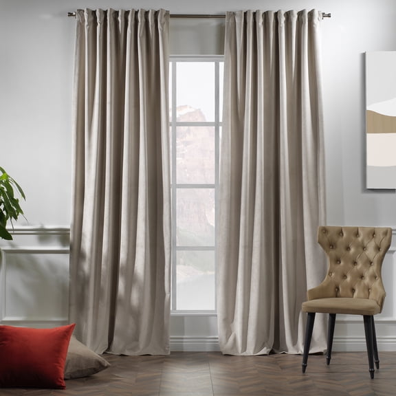 3S Brother's Solid Luxury Matte Velvet Soft Curtains Set of 2 Panels Hanging Back Tap & Rod Pocket Home Décor Bedroom Kitchen Office Windows Room Darkering ( Seashell-52"x108")