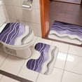thumbnail image 5 of Purple Ripple Bathroom Rugs Set Purple Gradient Non Slip Absorbent Soft Bath Mats 3 Piece Set with Bathroom Rug, U-Shaped Floor Mat, Toilet Seat Cover Small Size, 5 of 9
