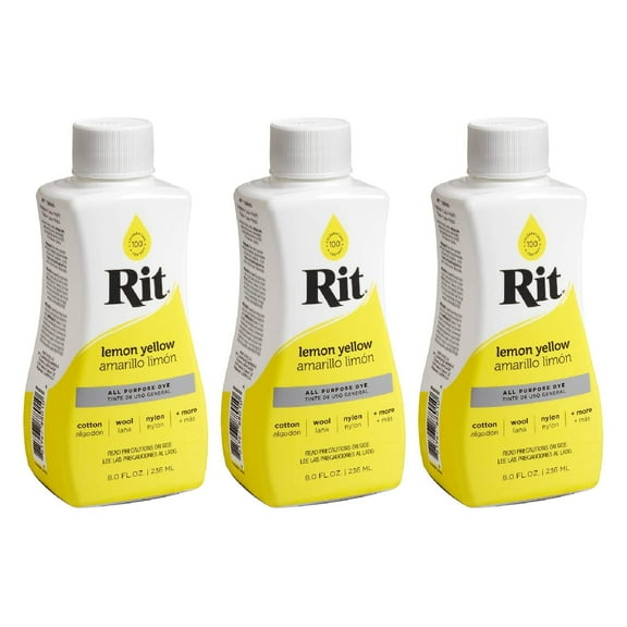 Rit All Purpose Liquid Dye 8 oz Lemon Yellow, 3 Pack