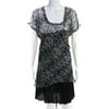 DKNY Womens Short Sleeve Scoop Neck Mini Printed Shirt Dress Gray Black Silk 8