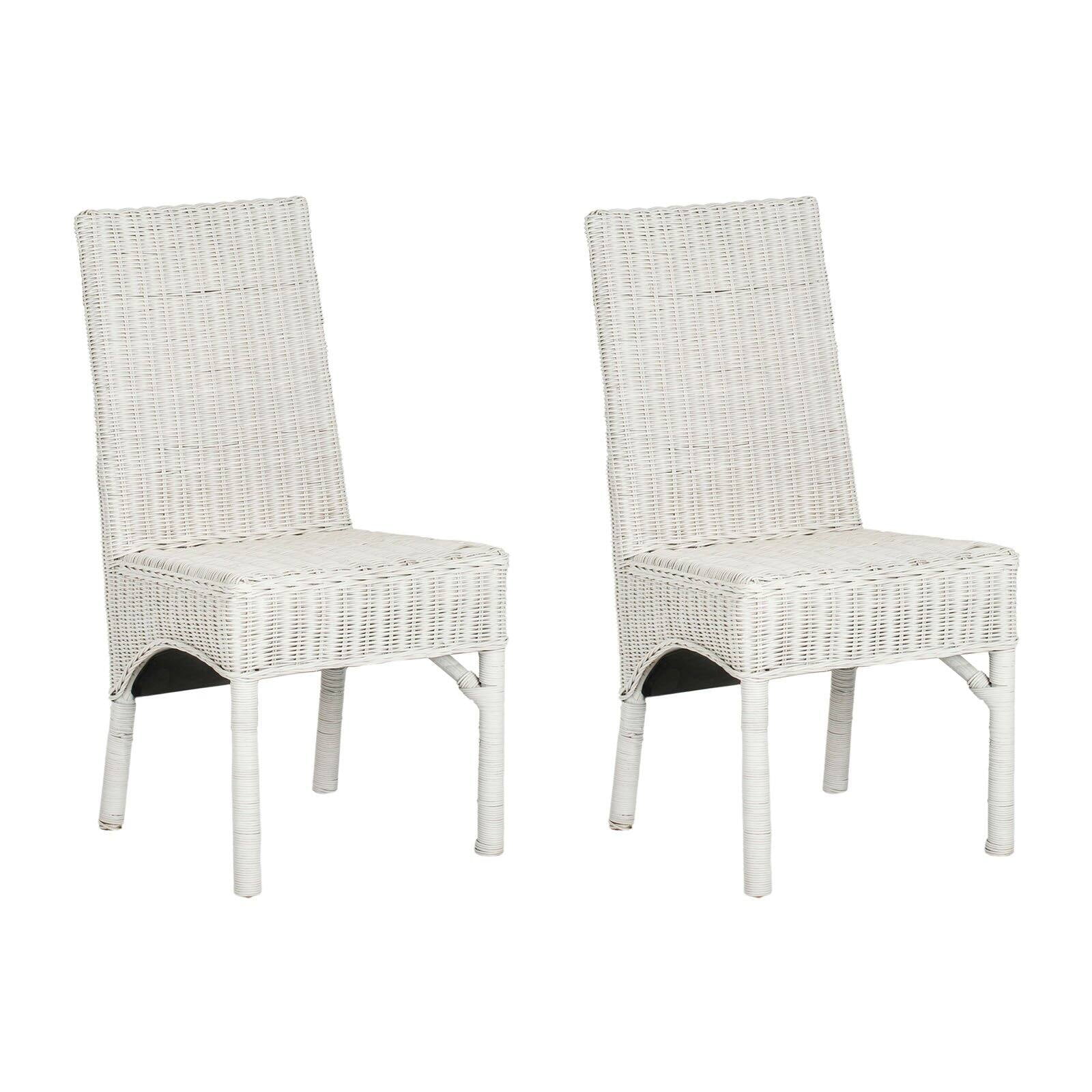Safavieh Sommerset White Wicker Dining Side Chairs Set of 2
