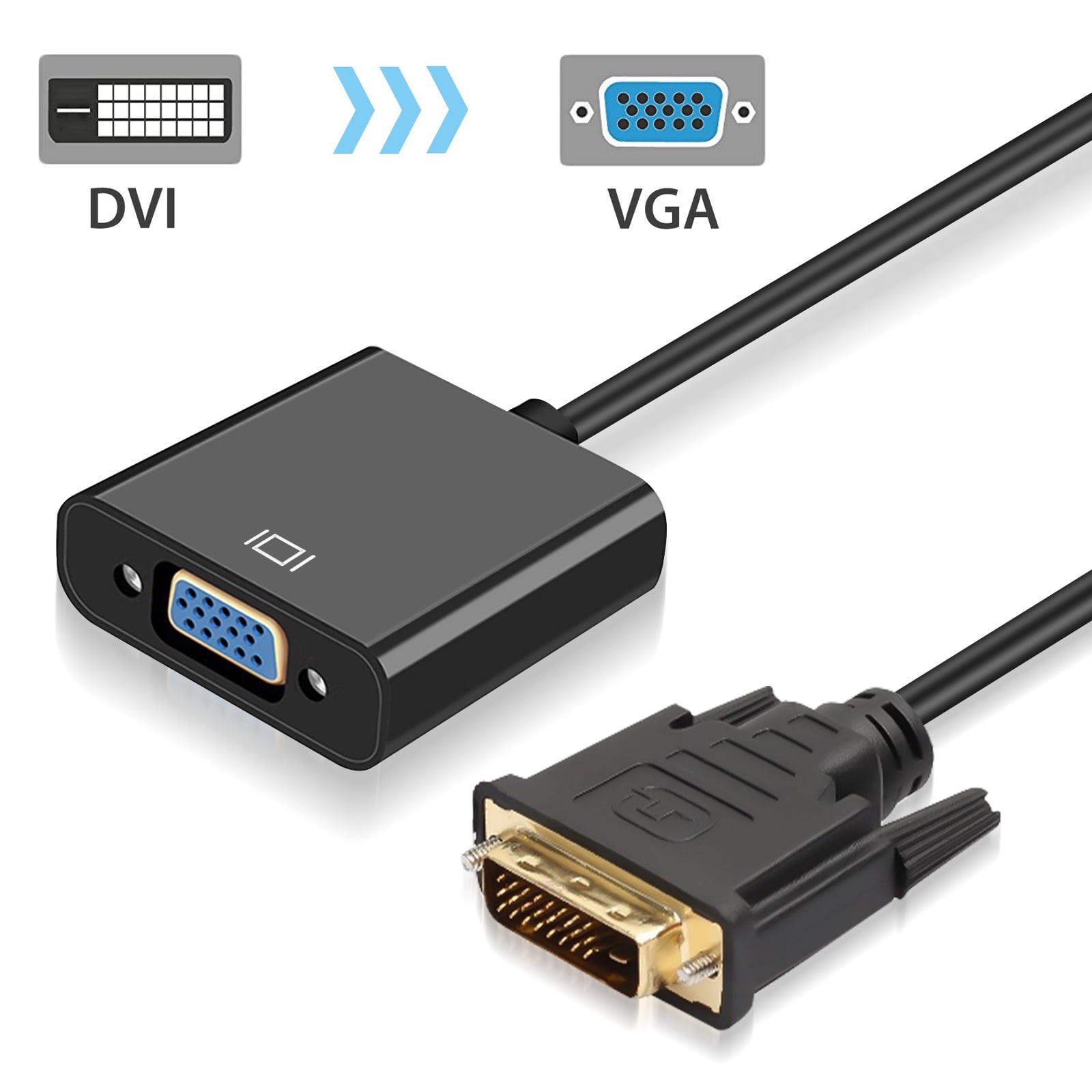 DVI to VGA Adapter,1080P Active DVI-D to VGA Adapter Converter 24+1 Male to Female Supporting 60Hz and 3D for DVI systems to connect to VGA displays 