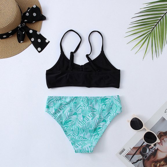 Summer Savings Clearance! Edvintorg Bikini Girls Kids 2024 Swimsuit Kids Ruched Tie Front Bikini Set 7-15Years Two Piece Bathing Suit Children Swimwear For Girls Teen Beachwear