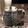 thumbnail image 4 of ZHAOCHENG Taza gótica con calavera 3D – Taza de acero inoxidable Seleton para bebidas, café, cerveza, zumo de sangre, taza para beber con armadura de calavera de guerrero vikingo medieval, decoración, 4 of 5