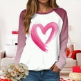 thumbnail image 4 of HCNTES Womens Valentines Long Sleeve Crew Neck Shirts Love Heart Casual Funny Spring Tee Tops for Ladies(Watermelon Red,M), 4 of 9
