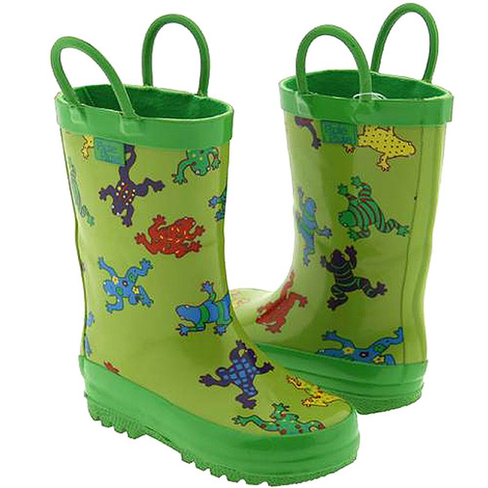 Kids Green Frog Rain Boots 