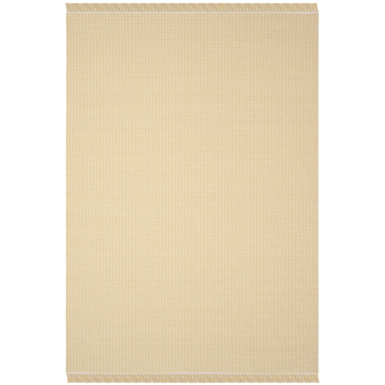 SAFAVIEH Montauk Patton Geometric Cotton Area Rug, Ivory/Yellow, 6' x 6' Square