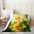 Boys Dinosaur Blanket For Kids Teens,Yellow Cute Dinosaur Throw Blanket