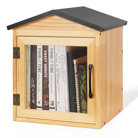 Caja de libros para exterior Exttlliy, gabinete de madera 33 x 28 x 41 cm