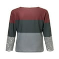 thumbnail image 4 of Womens Henley T Shirts Casual Lace Long Sleeve Patchwork Button Down Ribbed Slim Fit Tops Blue L, 4 of 9