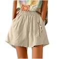 thumbnail image 2 of Womens Shorts Clearance Linen Shorts For Women,Women Summer High Waisted Linen Embroidery Short Wide Leg Shorts With Pockets Womens Shorts, 2 of 9