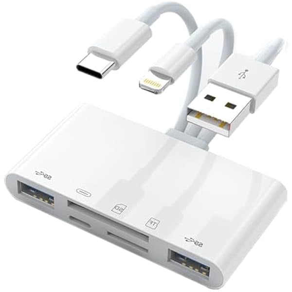 LinQingQ for iOS to SD TF Memory Card Reader 3 in 1 USB OTG Adapter with Port for(5 in 3 Card Reader)