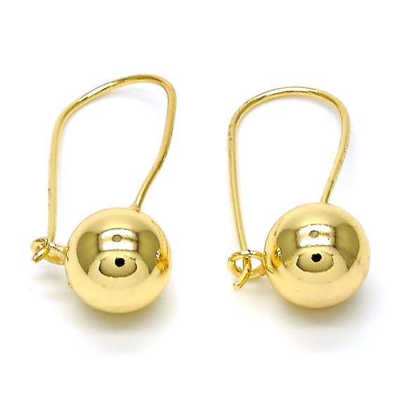 14k Gold Filled High Polish Finsh  Leverback Earring, Ball Design, Polished Finish, Golden Tone