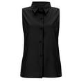 thumbnail image 5 of Womens Tops Dressy T Shirts Sleeveless Button Down Solid Loose V Neck Tank Work Summer Tops,Black,L, 5 of 8