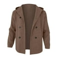 thumbnail image 4 of Fgnfyis Trench Coat Men Autumn Winter Long Lapel Hooded Double Casual Trench Coat Space Style Mens Coats Khaki L, 4 of 8