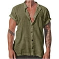 thumbnail image 1 of Hombres Casual Sólido Bolsillo Botón Stand Collar Wash Algodón Cardigan Camisa Tops Blusa Pompotops  oipoqjl46499, 1 of 4