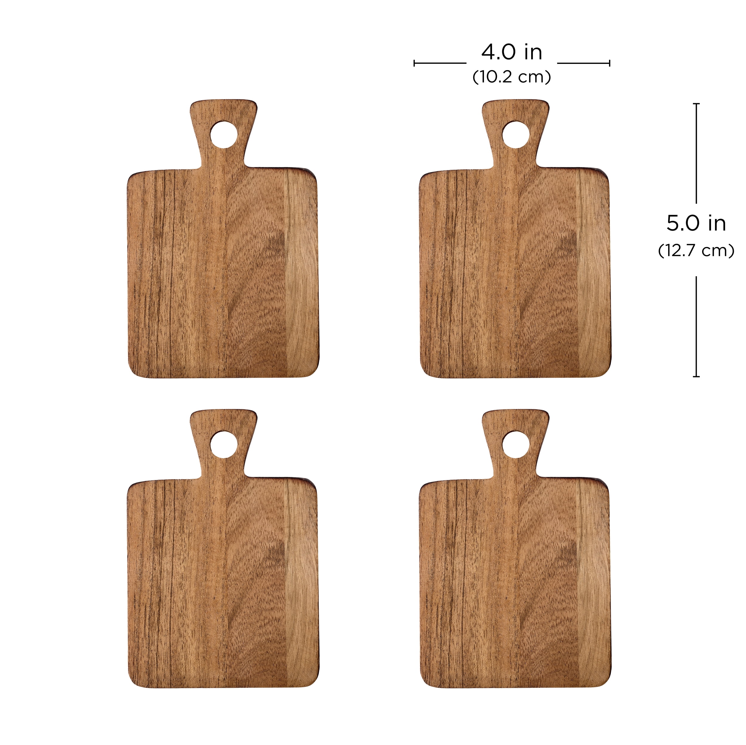 Kamenstein 4 Piece Paddle Shaped Acacia Coaster Set