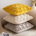 thumbnail image 6 of Pack of 2 Faux Wool Throw Pillow Covers 18x18 Inches Soft Couch Cushion Cover with Velvet Decorative Cushion Cover for Living Room, Bedroom,Car,Office (Ginger Yellow), 6 of 11
