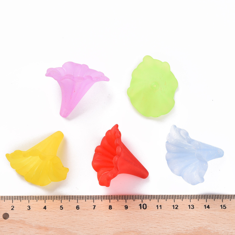 500g Random Mixed Color Transparent Frosted Style Acrylic Flower Beads Bracelet Necklace Spacer Loose Beads Charm Pendant Beads Jewelry