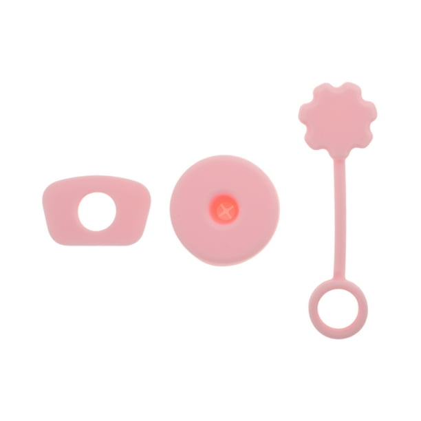 Tapa de paja de silicona rosa, 3 piezas, duradera y anti-desbordamiento