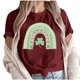 thumbnail image 1 of Camiseta de Manga Corta de Cuello Redondo Impresa de Primavera Superior de las Mujeres, Mezcla Ligera de Poliéster para Uso Diario Y de Fiesta Casual, 1 of 1