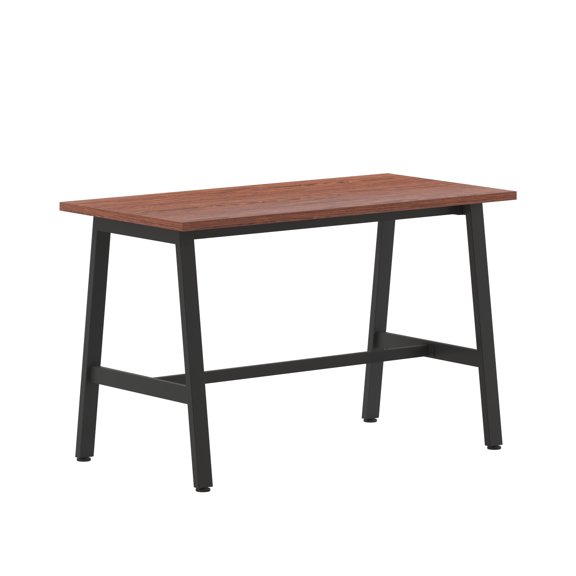 Emma Oliver 48x24 Dining or Gaming Table with Double Sided Laminate Table Top and Heavy Duty A-Frame Steel Base, Walnut
